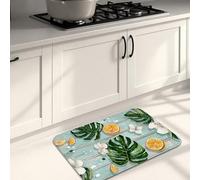 Tappetini da cucina tropicali per pavimento, con foglie verdi e agrumi, morbidi, imbottiti, confortevoli, lavabili, antiscivolo, decorativi, per lavelli da cucina, lavanderia e bagno, 40,6 x 61 cm
