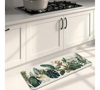 Tappetini da cucina tropicali per pavimento, motivo foglie botaniche, morbidi, imbottiti, confortevoli, lavabili, antiscivolo, per lavelli da cucina, lavanderia, bagno, 40,6 x 119,6 cm