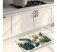 Tappetini da cucina tropicali per pavimento, motivo foglie botaniche, morbidi, imbottiti, confortevoli, lavabili, antiscivolo, per lavelli da cucina, lavanderia e bagno, 50 x 78 cm