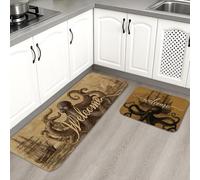 Tappetini da cucina vintage a forma di polpo per pavimenti, morbidi tappetini imbottiti confortevoli, lavabili, antiscivolo, per lavelli da cucina, lavanderia e bagno, 2 pezzi