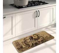 Tappetini da cucina vintage a forma di polpo per pavimento, con creature oceaniche, morbidi, imbottiti, confortevoli, lavabili, antiscivolo, per cucina, lavanderia, bagno, 40 x 119 cm