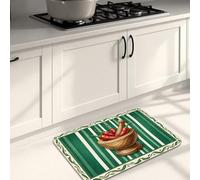 Tappetini da cucina vintage a righe per pavimento, morbidi tappetini estivi con peperoncino verde, comodi e lavabili, per lavelli da cucina, lavanderia, bagno, 50 x 78 cm