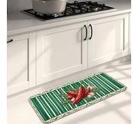 Tappetini da cucina vintage a righe per pavimento, morbidi tappetini estivi con peperoncino verde, imbottiti, comodi, lavabili, decorativi, per lavelli da cucina, lavanderia, bagno, 40 x 119 cm