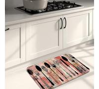 Tappetini da cucina vintage con cucchiaio e forchetta per pavimento, tappetini morbidi antiscivolo in stile retrò, comodi e lavabili, per lavelli da cucina e lavanderie, 50 x 78 cm