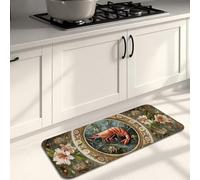 Tappetini da cucina vintage con gamberetti per pavimento, con motivo nautico a base di frutti di mare, decorativi, imbottiti, comodi, lavabili, antiscivolo, per lavelli da cucina, lavanderia, bagno