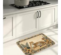 Tappetini da cucina vintage con motivo giungla per pavimenti, con ghepardi e leopardi, morbidi, imbottiti, confortevoli, lavabili, per cucina, lavanderia, bagno, 40,6 x 61 cm