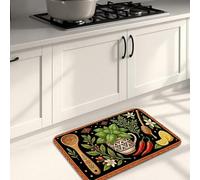Tappetini da cucina vintage floreali per pavimento, con coppe nere, rustici, morbidi, imbottiti, comodi, lavabili, per cucina, lavanderia, bagno, 40,6 x 61 cm