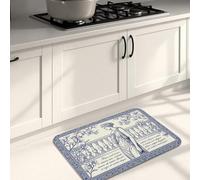 Tappetini da cucina vintage floreali per pavimento, design classico con fiori blu, morbidi tappetini imbottiti per tutto l'anno, comodi e lavabili, decorazione per lavelli da cucina, lavanderia e