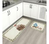 Tappetini da cucina vintage floreali per pavimento, libri botanici e fiori, morbidi tappetini imbottiti con primavera, comodi, lavabili, per lavelli da cucina, lavanderia e bagno, 2 pezzi