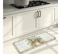 Tappetini da cucina vintage floreali per pavimento, morbidi tappetini in stile rustico rustico, imbottiti a molla, comodi, lavabili, per lavelli da cucina, lavanderia e bagno, 40 x 119 cm