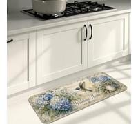 Tappetini da cucina vintage floreali per pavimento, ortensie blu e colibrì, morbidi tappetini imbottiti a molla, comodi, lavabili, per lavelli da cucina, lavanderia, bagno, 40 x 119 cm