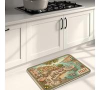 Tappetini da cucina vintage Italia per pavimento, motivo mappa rustica, morbidi, imbottiti a molla, comodi, lavabili, decorazione per lavelli da cucina, lavanderia e bagno, 40,6 x 61 cm