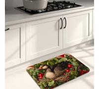 Tappetini da cucina vintage per pavimento, a pois rossi e a nido d'anatra, morbidi, imbottiti, confortevoli, lavabili, antiscivolo, decorativi, per lavelli da cucina, lavanderia, bagno, 50 x 79 cm