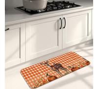 Tappetini da cucina vintage per pavimento, a scacchi arancioni, morbidi, imbottiti, confortevoli, lavabili, antiscivolo, per lavelli da cucina, lavanderia e bagno, 40 x 119 cm