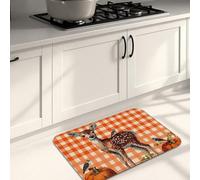Tappetini da cucina vintage per pavimento, a scacchi arancioni, morbidi, imbottiti, confortevoli, lavabili, antiscivolo, per lavelli da cucina, lavanderia e bagno, 40,6 x 61 cm