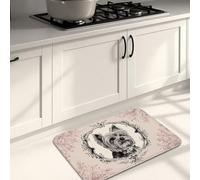 Tappetini da cucina vintage per pavimento, con ritratti di cani, decorativi, imbottiti, antiscivolo, per lavelli da cucina, lavanderia, bagno, 40,6 x 61 cm