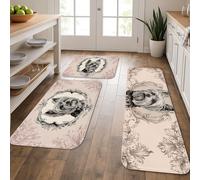 Tappetini da cucina vintage per pavimento, con ritratti di cani, decorativi, imbottiti, antiscivolo, per lavelli da cucina, lavanderia, bagno, 3 pezzi