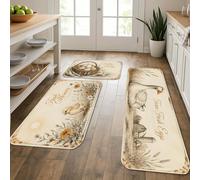 Tappetini da cucina vintage per pavimento, design rustico con galline e uova, morbidi tappetini imbottiti a molla, comodi, lavabili, per lavelli da cucina, lavanderia e bagno, 3 pezzi
