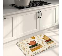 Tappetini da cucina vintage per pavimento, motivo libro, morbidi, imbottiti, confortevoli, lavabili, antiscivolo, per lavelli da cucina, lavanderia e bagno, 50 x 78 cm