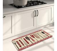 Tappetini da cucina vintage per pavimento, posate rustiche e stampa alimentare, morbidi, imbottiti, lavabili, antiscivolo, per lavelli da cucina e sale da pranzo, 40 x 119 cm