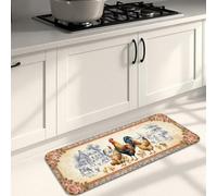 Tappetini da cucina vintage per pavimento, stile rustico con gallo e gallina, morbidi tappeti imbottiti a molla, comodi, lavabili, antiscivolo, per lavelli da cucina, lavanderia e bagno, 40 x 119 cm