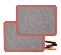 Tappetini da forno in silicone perforato, 2 tappetini in silicone Eclair per mezzo foglio con 12 guide Eclair oblunghe stampate, antiaderenti riutilizzabili per fare