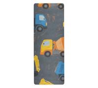 Tappetini da yoga con camion giallo e blu cartoni animati per allenamento a casa per allenamenti a pavimento stampati, antiscivolo, asciugamano caldo yoga con borsa per il trasporto tapete para