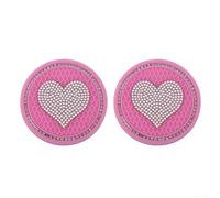 Tappetini decorativi a forma di cuore per auto, 2 pezzi, antiscivolo, accessori per il supporto dell'acqua (rosa)