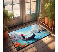 Tappetini di benvenuto autunnali per gondoliere della porta d'ingresso sul Canal Grande, zerbino Venezia, decorazione per camper per interni per ingresso (65 x 90 cm)