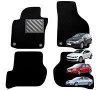 Tappetini Golf 6, Golf 5, Scirocco III, Octavia II, Set 4 Pezzi Neri | Tappetini Auto in Moquette Nera con Battitacco in Gomma Rinforzata e Fissaggio con Bottone Tondo