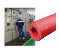 Tappetini in gomma ad alta tensione, isolati, di sicurezza, per protezione dagli urti e antiscivolo, tagliabili, colore rosso, 3 mm, 1 x 8 m