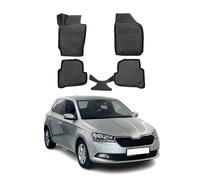 Tappetini in gomma per auto, Tappeti Auto, Tappetino Auto Gomma, compatibili con Skoda Fabia 2015 - 2021, 3D, impermeabili, antiscivolo, colore nero