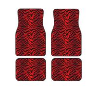 Tappetini in gomma premium con stampa a strisce zebrate nere e rosse, 4 pezzi, per auto, SUV e camion, protezione per tutte le stagioni, universali, adatti per adattarsi