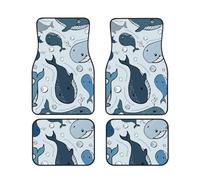 Tappetini in gomma premium da 4 pezzi, motivo: balena blu con scarabocchio, per auto, SUV e camion, protezione per tutte le stagioni, universali, adatti a tutti i tipi di terreno