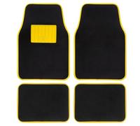Tappetini in moquette universali, per auto, con talorena in gomma, bordo giallo, tappetini antiscivolo e lavabili anteriori, 45 x 65 cm, posteriori, 44 x 33 cm