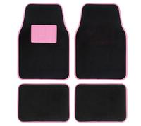 Tappetini in moquette universali per auto, con Talorena in gomma, bordo rosa, tappetini antiscivolo e lavabili anteriori, 45 x 65 cm, posteriori, 44 x 33 cm