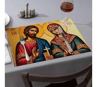 Tappetini in silicone per bancone della cucina, icona di Gesù Cristo e la Vergine Maria, tovaglietta runner da tavola (1 pezzo)