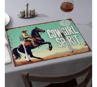 Tappetini in silicone per bancone della cucina, motivo: cowgirl Spirit: Riding Free, Wild West Adventure, tovagliette decorative pasquali (6 pezzi)