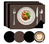 Tappetini lavabili Set di 4 tovagliette resistenti al calore e lavabili, tovagliette bifacciali in pelle con sottobicchieri per cucina, casa, ristorante