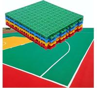 Tappetini modulari ad incastro for campi da basket e da badminton, piastrelle for campi sportivi antiscivolo e resistenti all'usura(Red)