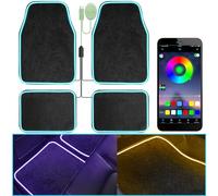 Tappetini morbidi per auto con striscia a LED, universali, colore nero, con controllo tramite app, per luci interne, antiscivolo, impermeabili, accessori decorativi per auto, per SUV, camion, berlina,