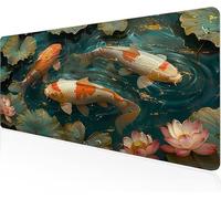 Tappetini Mouse Carpa Koi Tappeto Mouse Grande Stagno,Morbido E Impermeabile Durevole E Facile Da Pulire Superficie Antiscivolo Tappetino Da Gaming Resistente All'Usura,Regalo Uomo 1000x400x3mm Y1-851