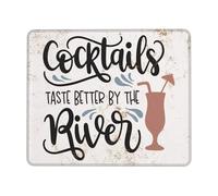 Tappetini Mouse Cocktails Taste Better By The River Vintage Art Small 25X30Cm Lavabile Tappetino Mouse Antiscivolo Mousepad per Computer Casa