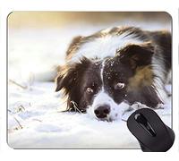 Tappetini mouse mouse, cane border collie inverno - bordi cuciti