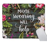 Tappetini Mouse Wording Maybe Swearing Will Help Words of Wisdom Keep Calm 25X30Cm Soffice Tappetino Mouse Antiscivolo Mousemat per Casa Computer