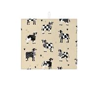 Tappetini per asciugare i piatti a forma di mucca per il bancone della cucina, tappetino assorbente per scolapiatti beige stile fattoria, cuscinetto per asciugare in microfibra per il bancone della cu