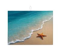 Tappetini per asciugare i piatti a forma di stella marina per il bancone della cucina, tappetino assorbente per scolapiatti blu nautico, tappetino estivo in microfibra per la protezione del bancone de