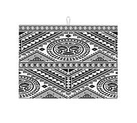 Tappetini per asciugare i piatti artistici con motivo geometrico senza cuciture polinesiano e mandala con volto maori, per il piano della cucina, EasySmall, 16 x 18 pollici