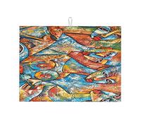 Tappetini per asciugare i piatti artistici, motivo dipinto, per bancone della cucina, tappetino per bar, tappetino resistente al calore, grandi 18 x 24 pollici