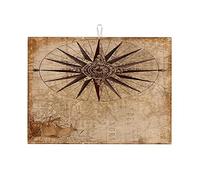 Tappetini per asciugare i piatti con bussola, mappa d'epoca, tappetino per asciugare i piatti per il piano di lavoro, grande 18 x 24 pollici